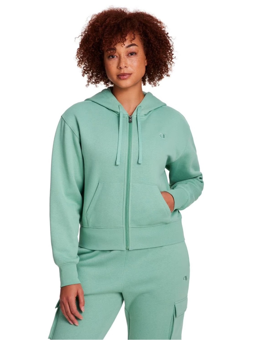 Champion Women's Mint Green Zip-Up Hoodie